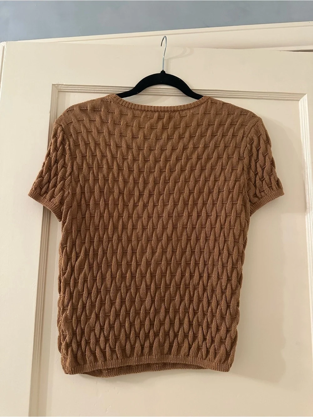 Treasure & Bond Short Sleeve Cable Knit Sweater - Camel Brown